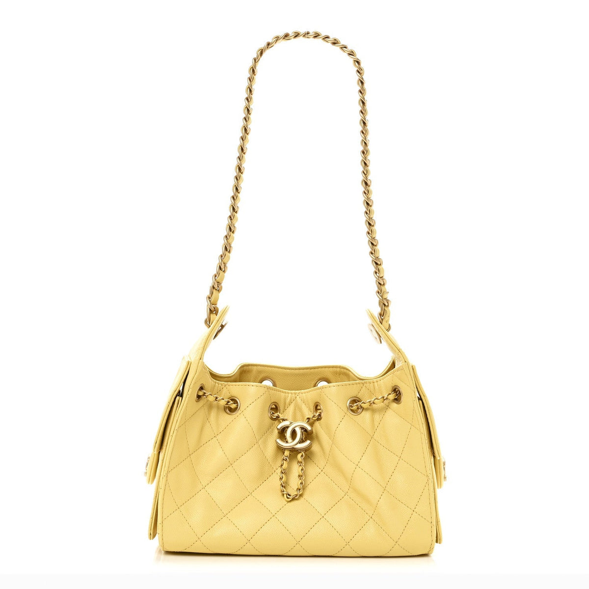 Caviar Quilted Mini Chanel 25 Handbag Yellow