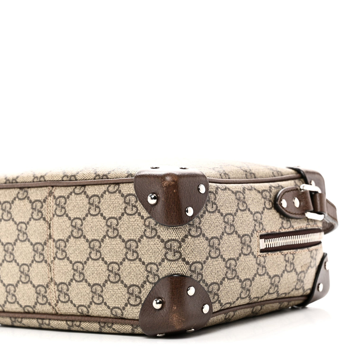 GG Supreme Monogram Textured Calfskin Square Messenger Bag Beige Ebony New Acero