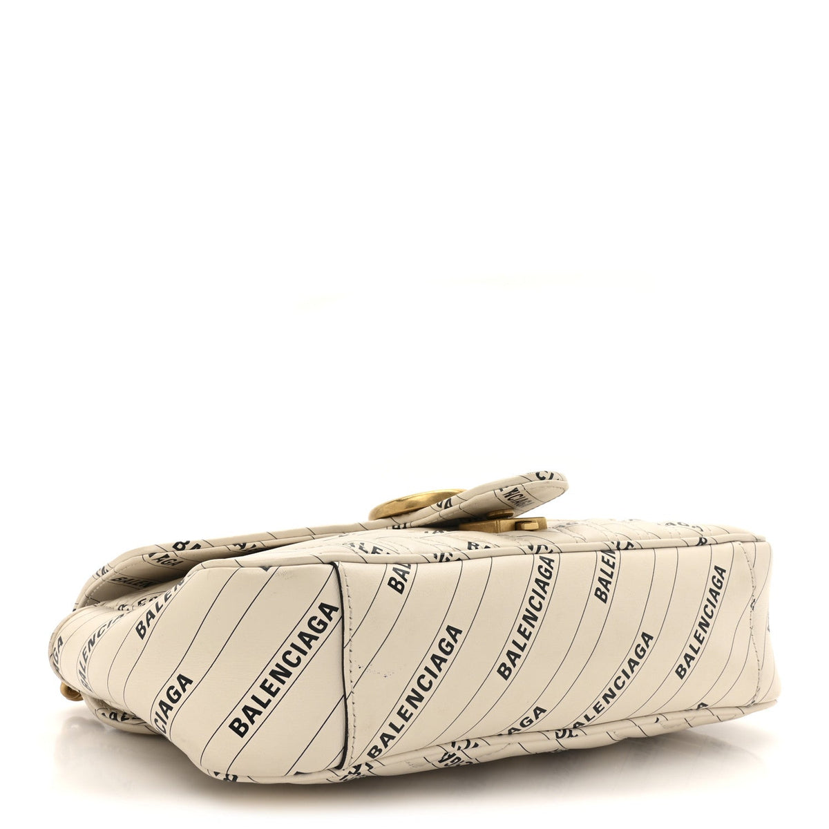 X BALENCIAGA Calfskin Matelasse Logo Print Small GG Marmont Shoulder Bag White