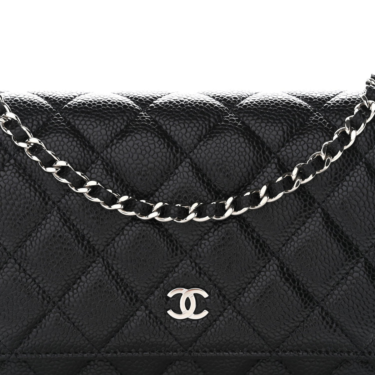 Caviar Quilted Wallet on Chain WOC Black