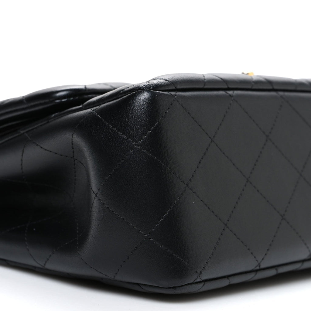 Lambskin Quilted Jumbo Double Flap Black