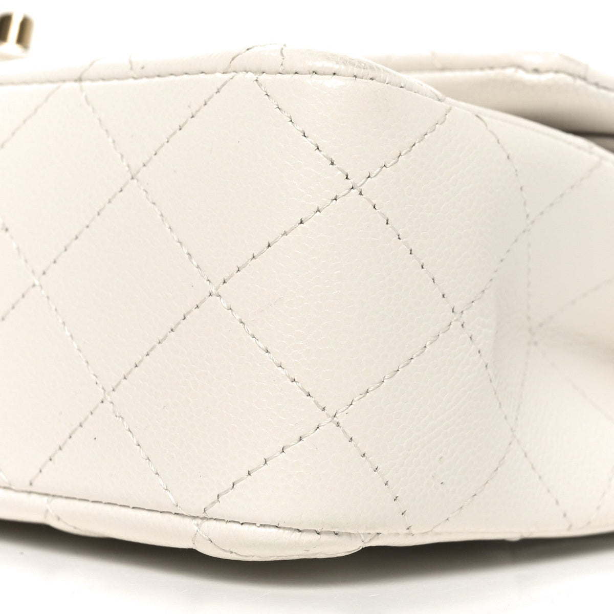 Caviar Quilted Medium Double Flap White