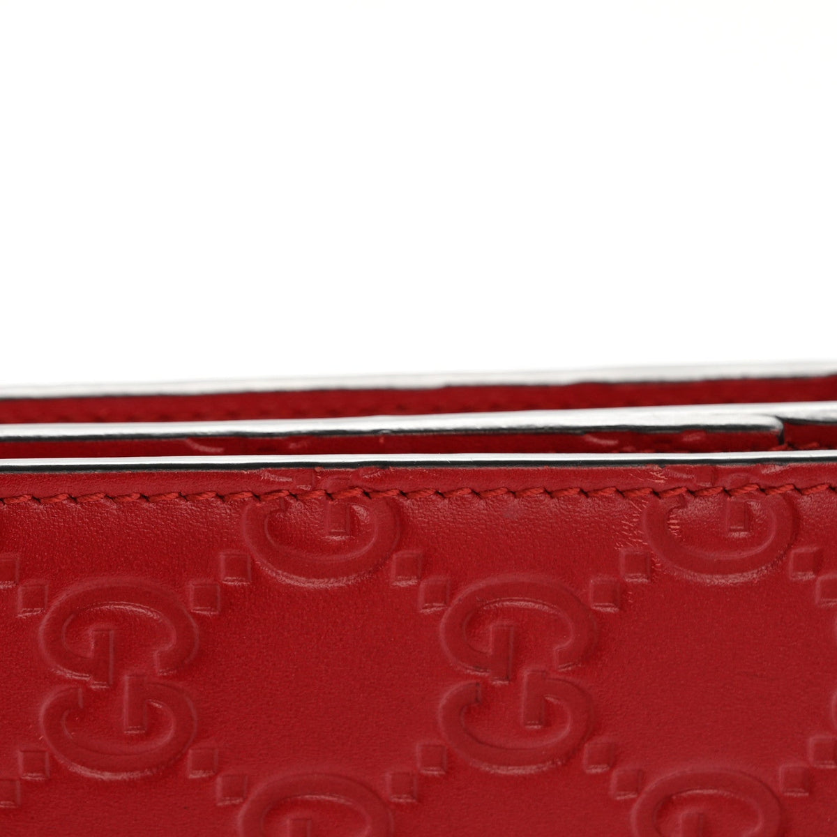 Guccissima Signature Bowy Chain Wallet Hibiscus Red