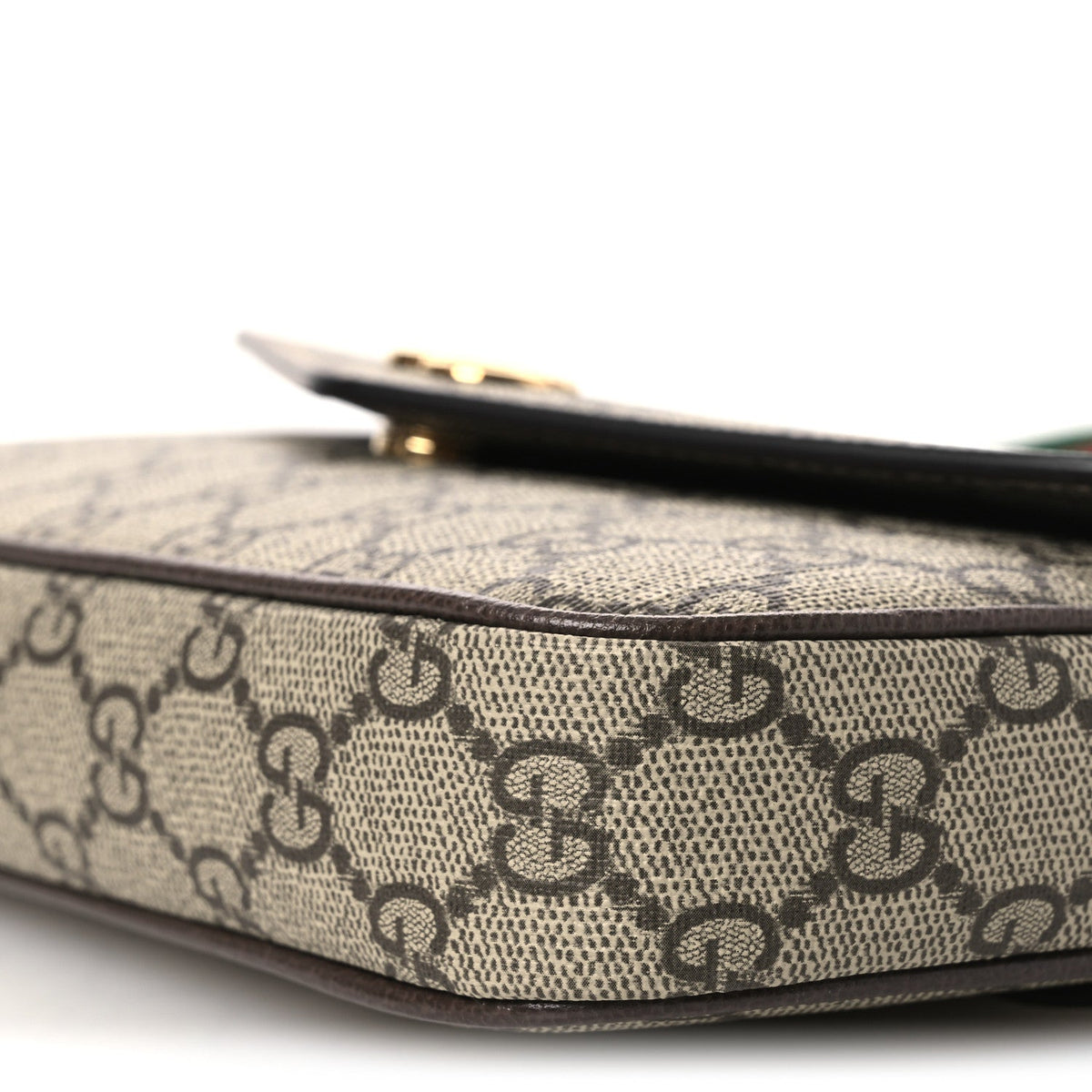 GG Supreme Monogram Textured Dollar Calfskin Web Mini Ophidia Envelope Shoulder Bag Beige Ebony New Acero