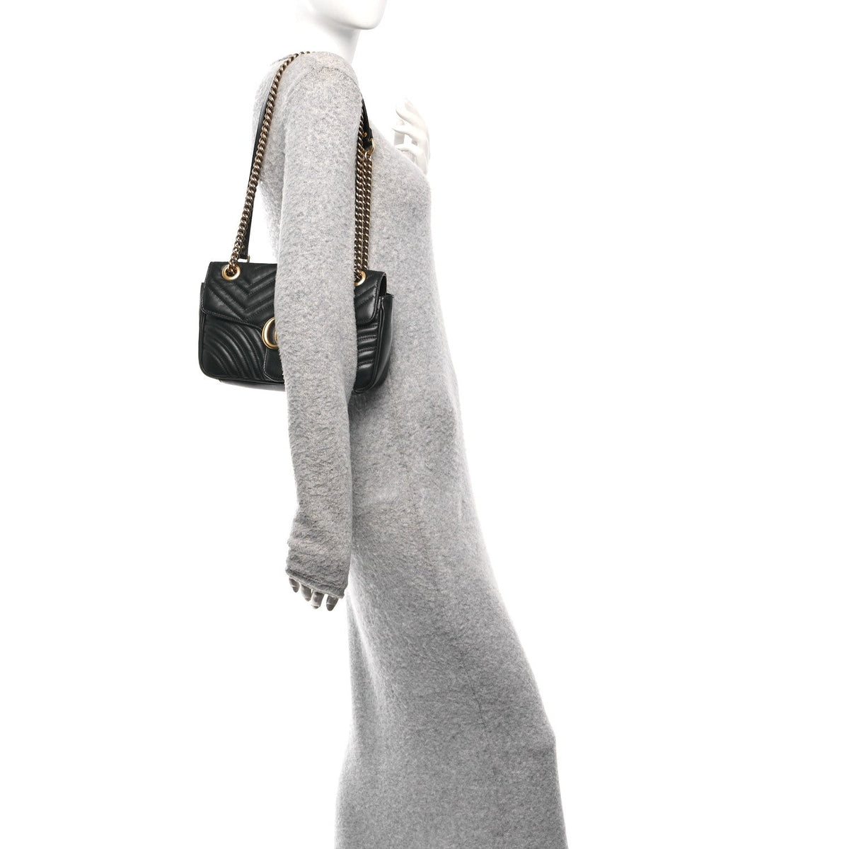 Calfskin Matelasse Small GG Marmont Shoulder Bag Black