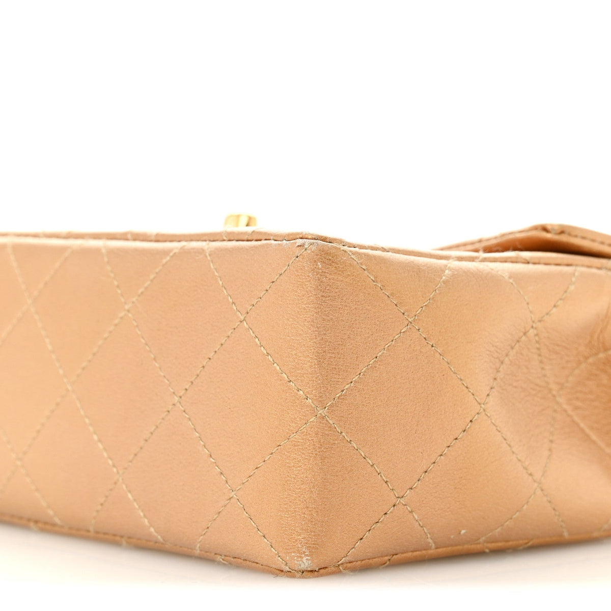 Metallic Lambskin Quilted Mini Square Flap Bronze