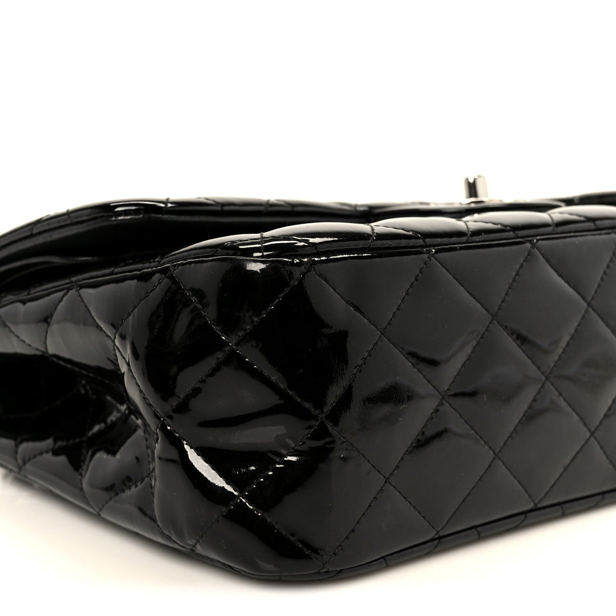 Patent Quilted Jumbo Double Flap Black