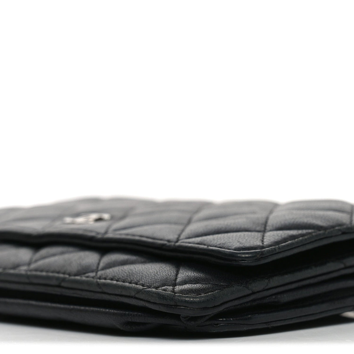Lambskin Quilted Wallet On Chain WOC Black