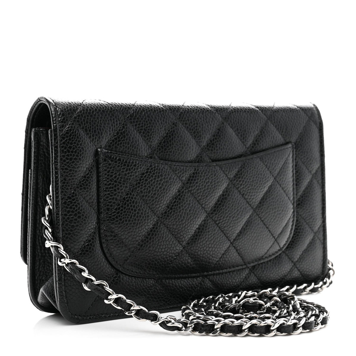 Caviar Quilted Wallet on Chain WOC Black