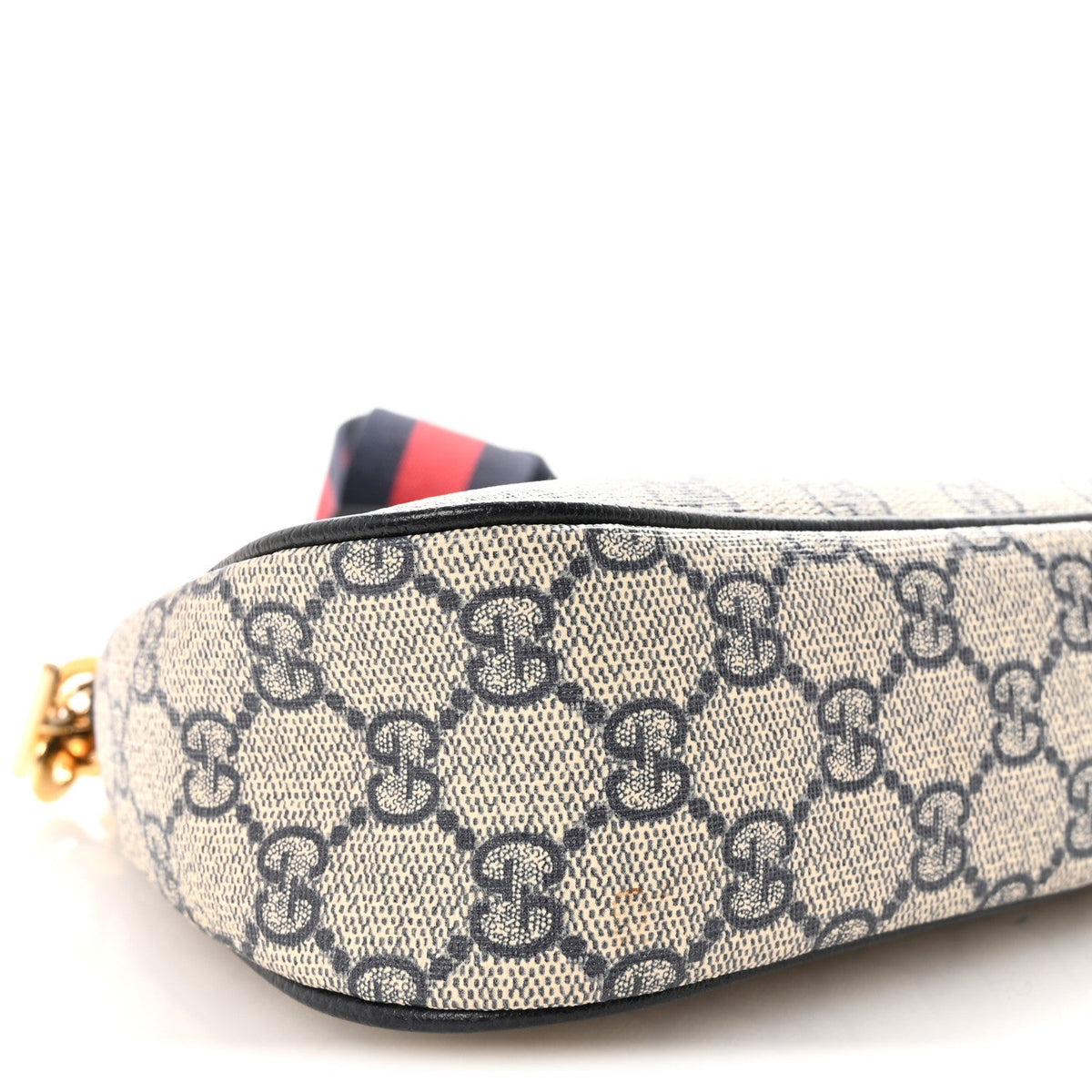 GG Supreme Monogram Textured Dollar Calfskin Web Small Ophidia GG Handbag Beige Blue