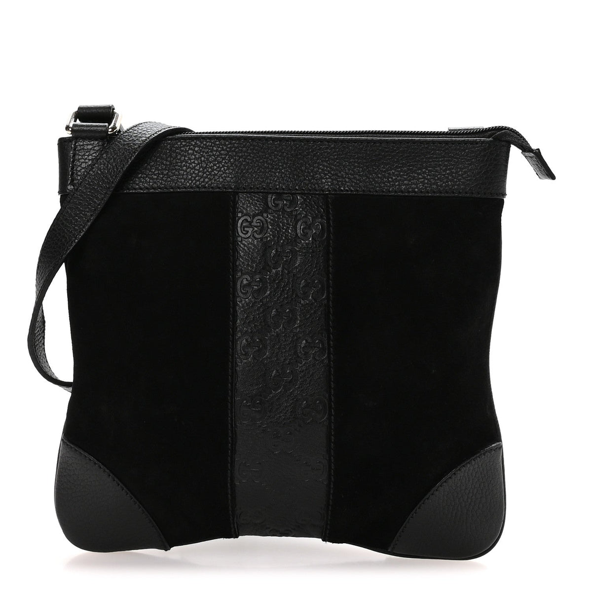 Guccissima Suede Crossbody Bag Black