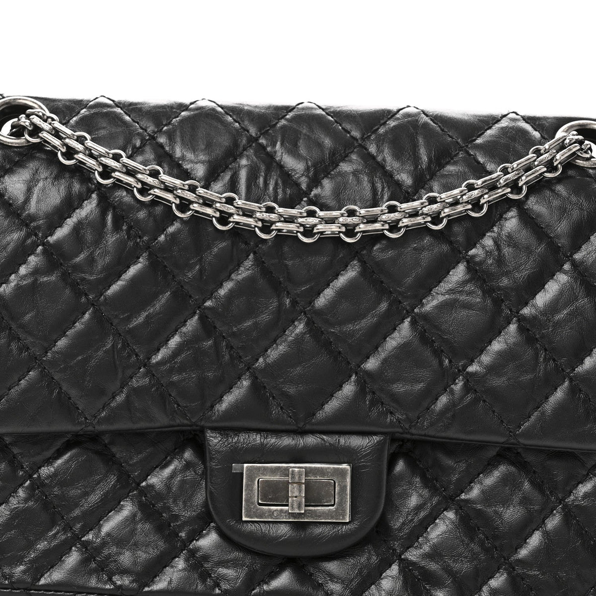 Aged Calfskin Quilted 2.55 Reissue 225 Flap Black