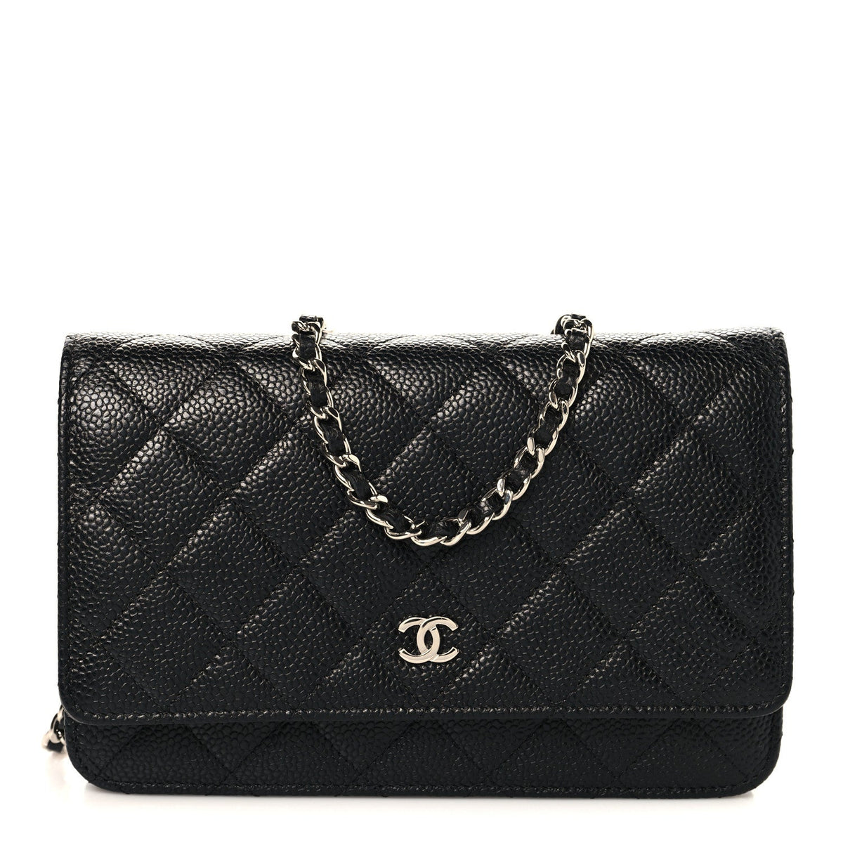 Caviar Quilted Wallet on Chain WOC Black