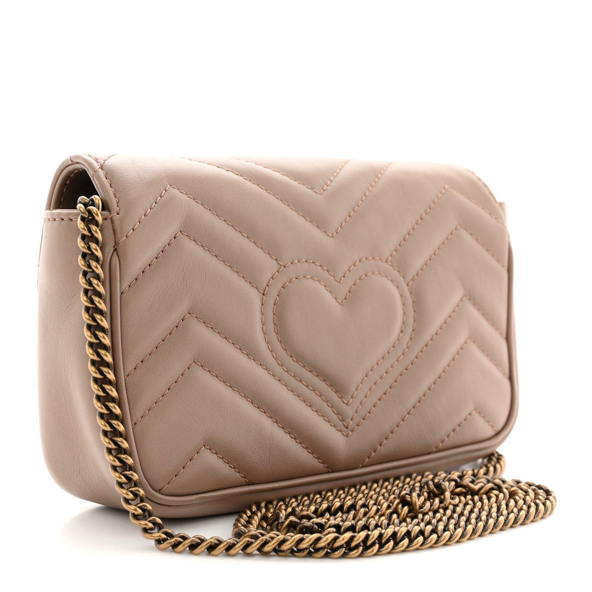 Calfskin Matelasse Super Mini GG Marmont Shoulder Bag Porcelain Rose