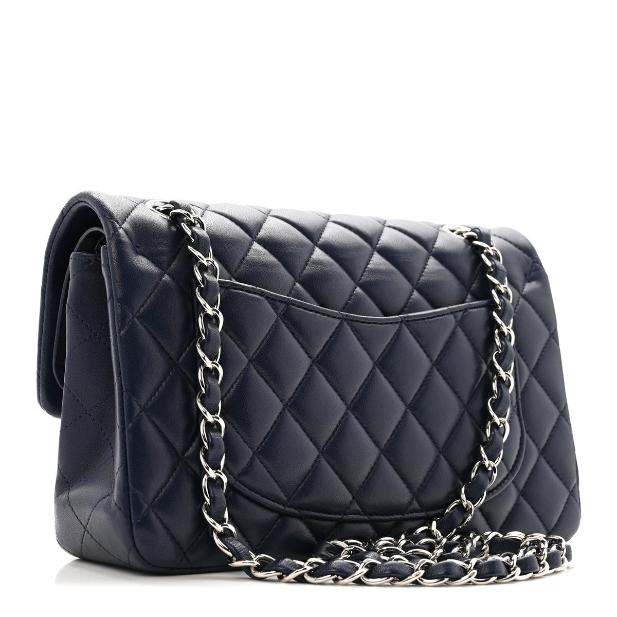 Lambskin Quilted Small Double Flap Blue