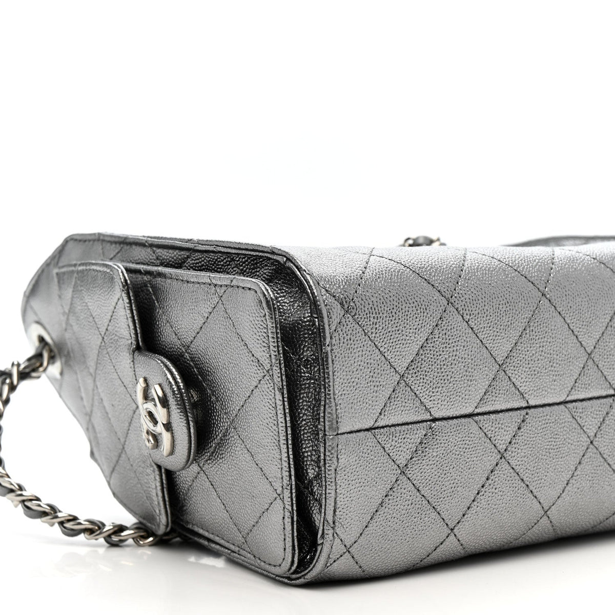 Metallic Caviar Quilted Mini Chanel 25 Handbag Anthracite