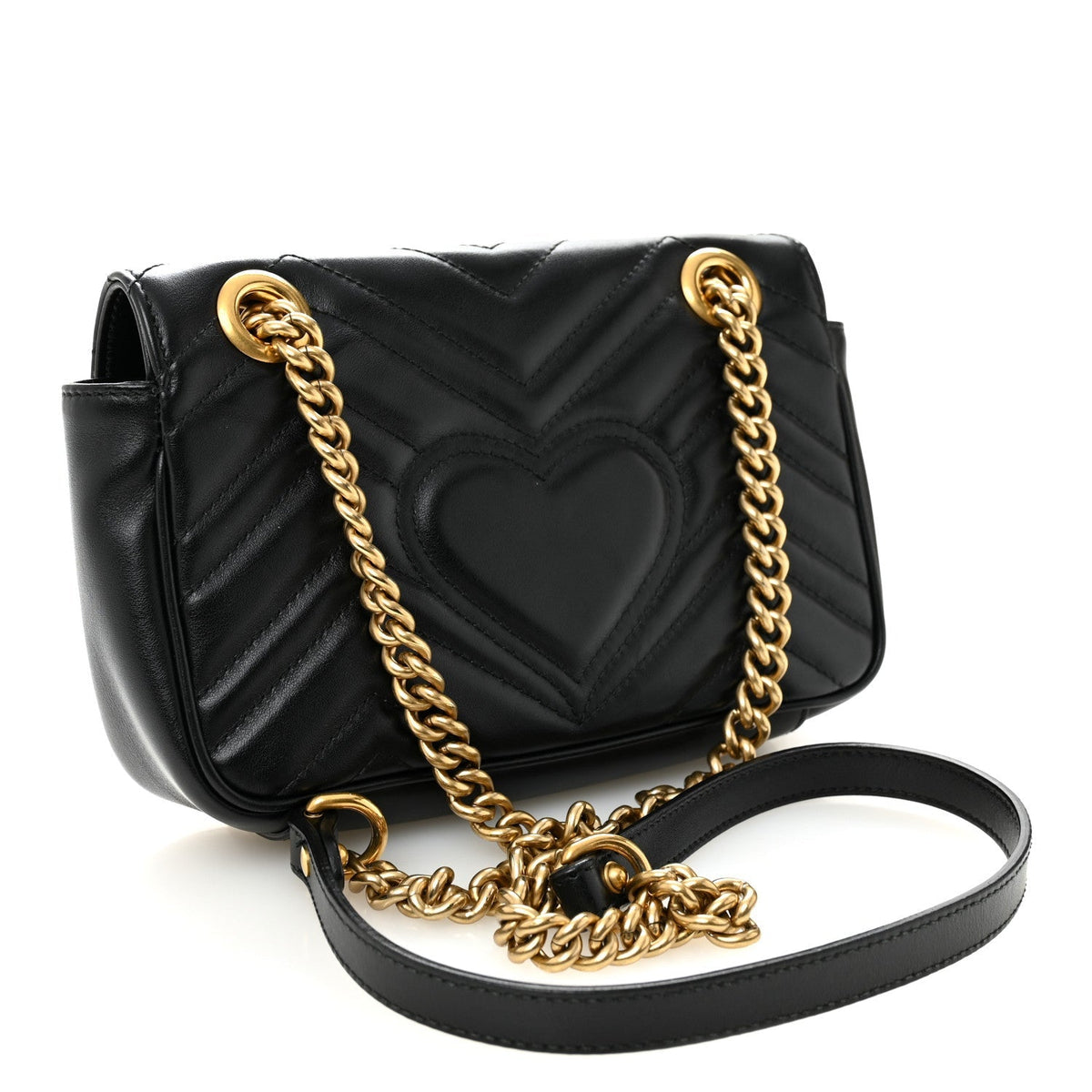 Calfskin Matelasse Small GG Marmont Shoulder Bag Black