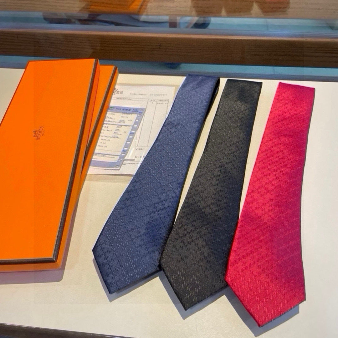 Hermès Men's Diamond H Pattern Silk Tie