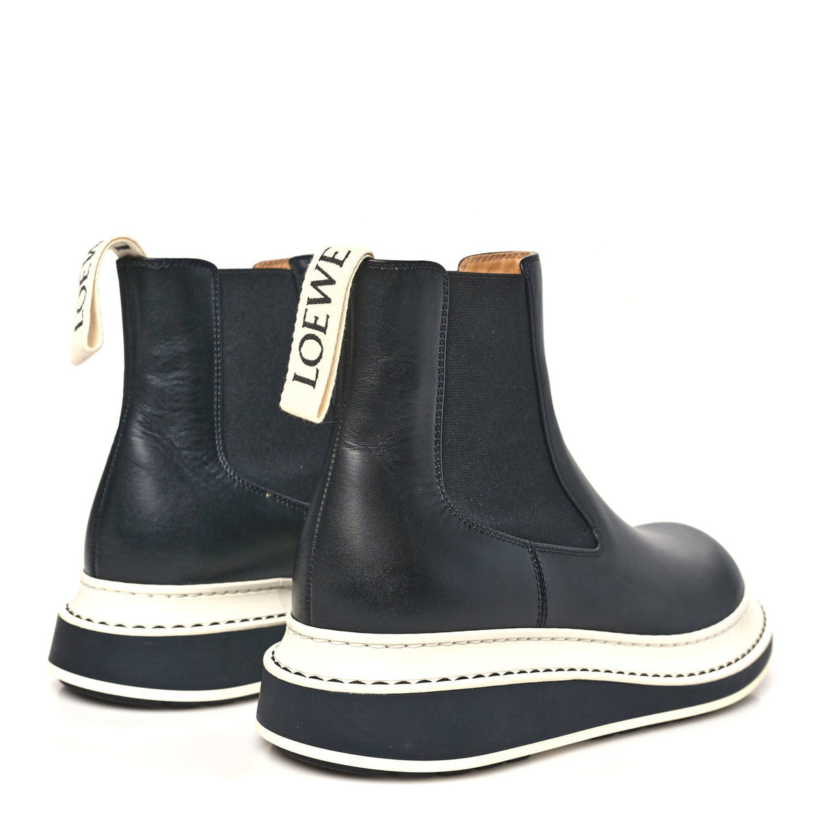 Calfskin Logo Chelsea Mens Boots 38 Black
