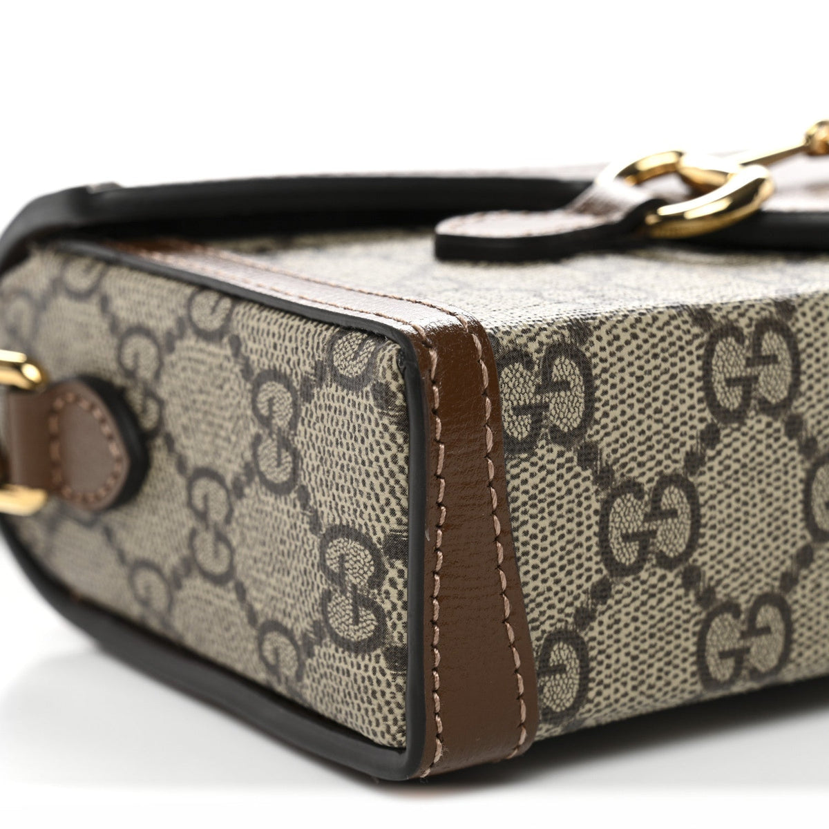 GG Supreme Monogram Mini Horsebit 1955 Shoulder Bag Beige Brown Sugar