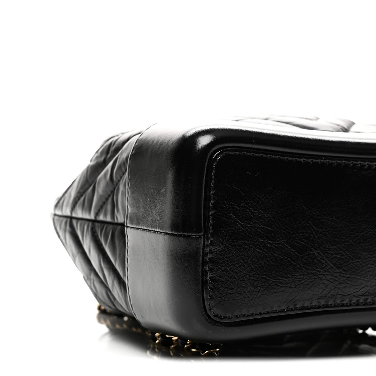 Aged Calfskin Chevron Quilted Small Gabrielle Backpack Black