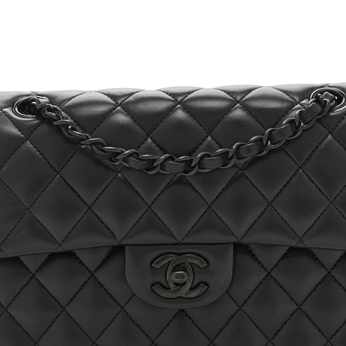 Lambskin Quilted Small Double Flap So Black