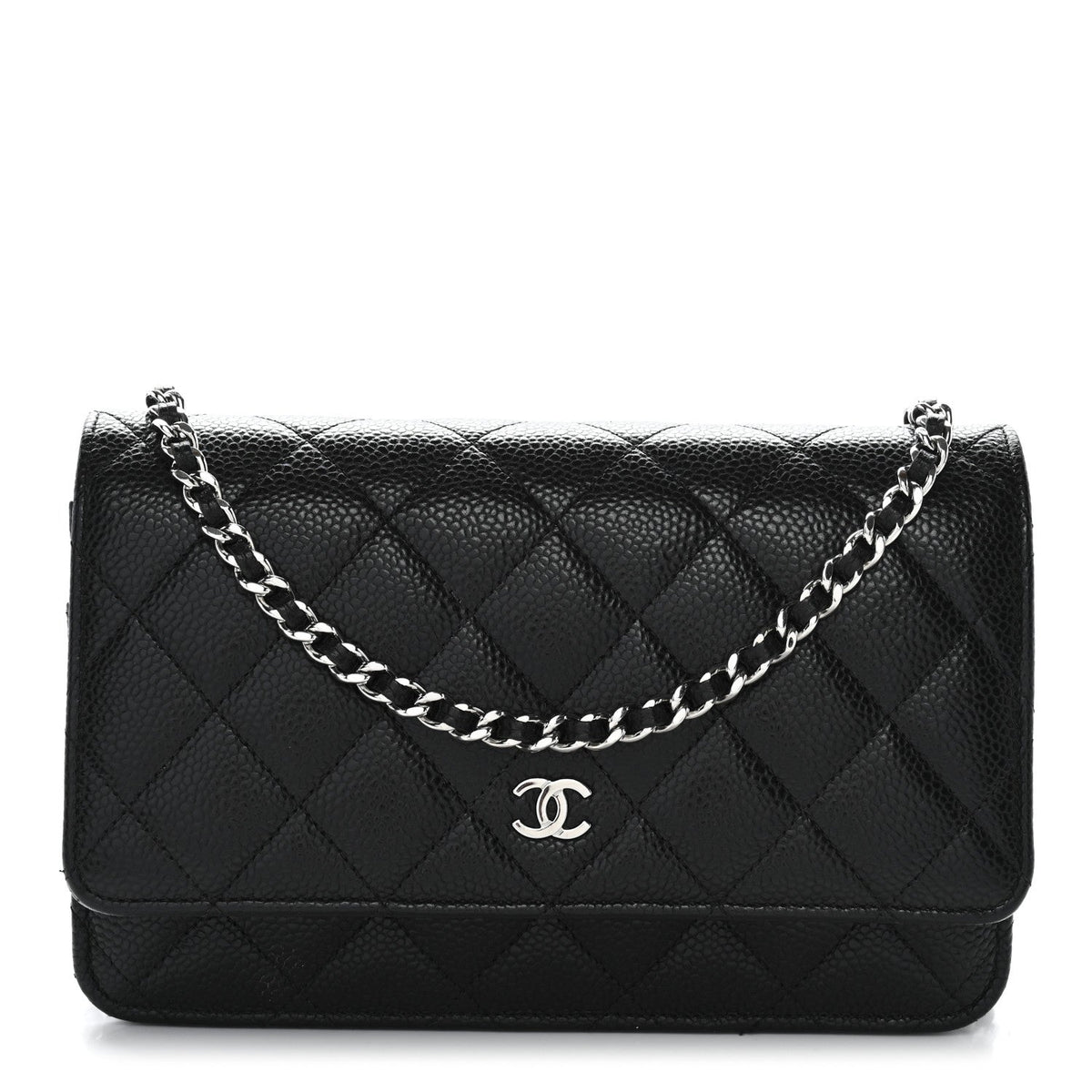 Caviar Quilted Wallet on Chain WOC Black