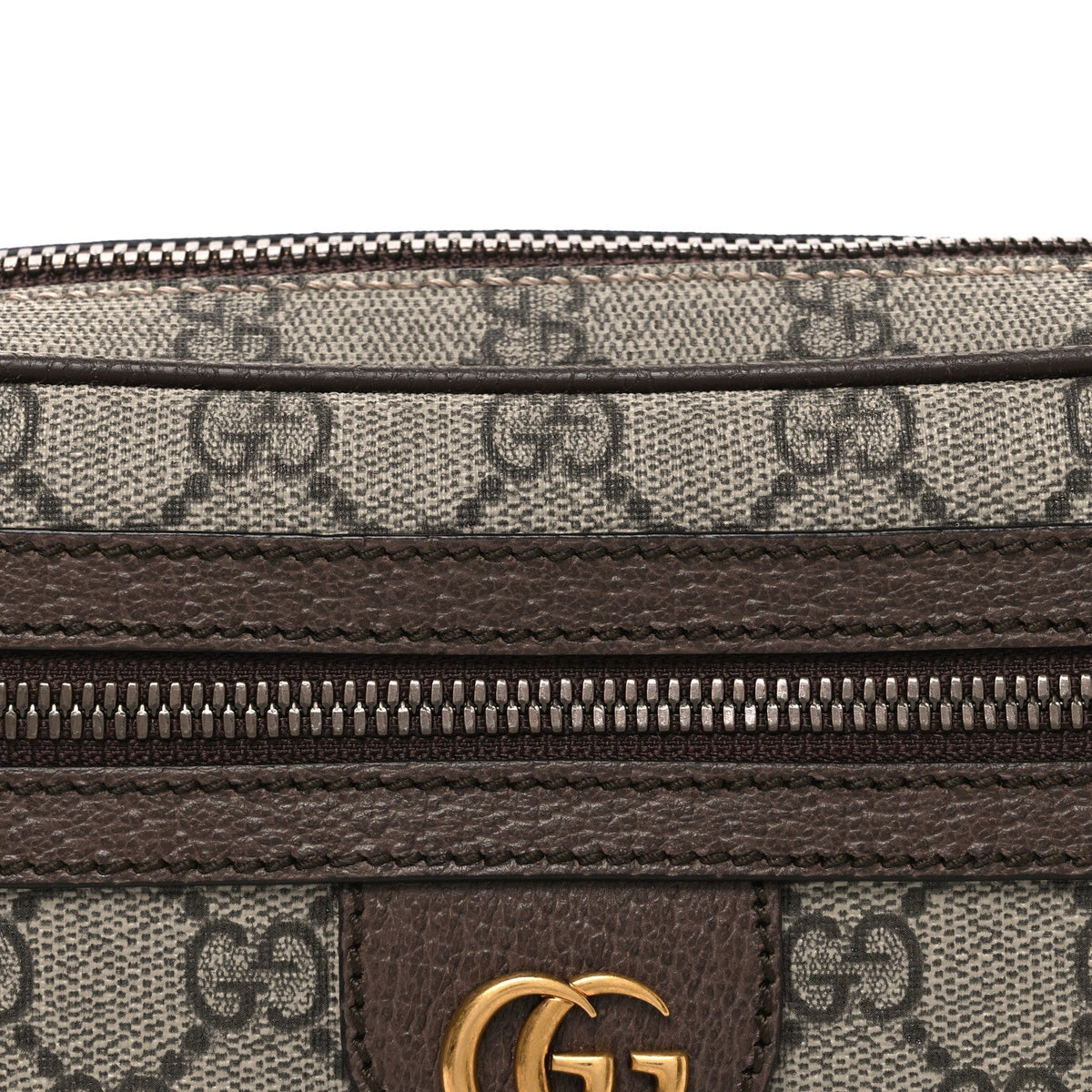 Soft GG Supreme Monogram Medium Ophidia Belt Bag Dark Brown
