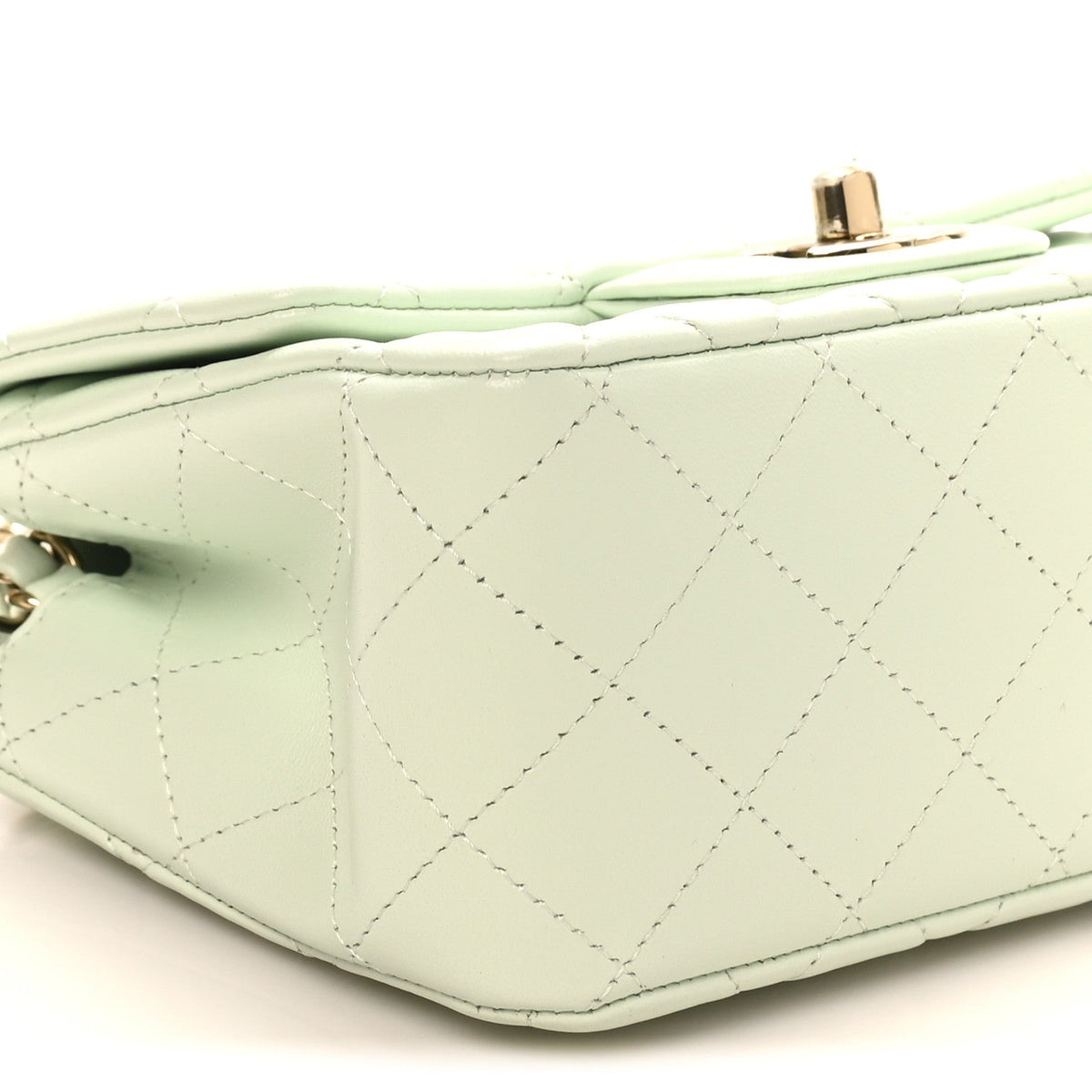 Lambskin Quilted Mini Square Flap Light Green