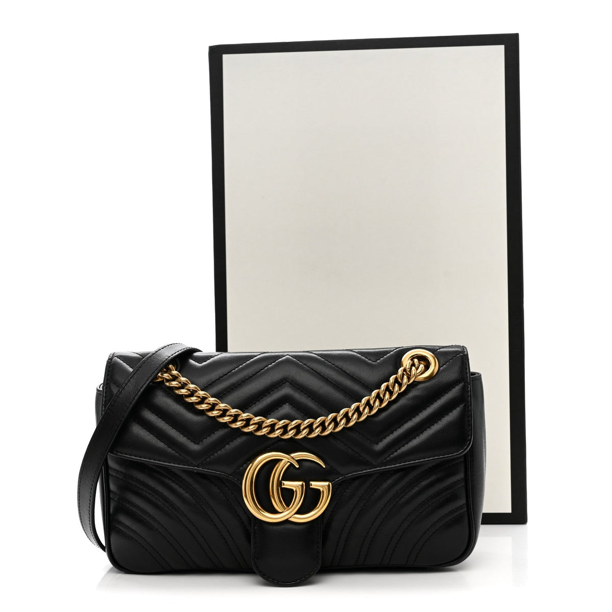 Calfskin Matelasse Small GG Marmont Shoulder Bag Black