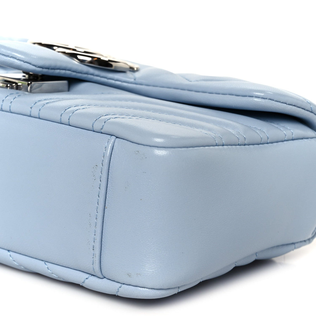 Lambskin Matelasse Small GG Marmont Shoulder Bag Porcelain Light Blue