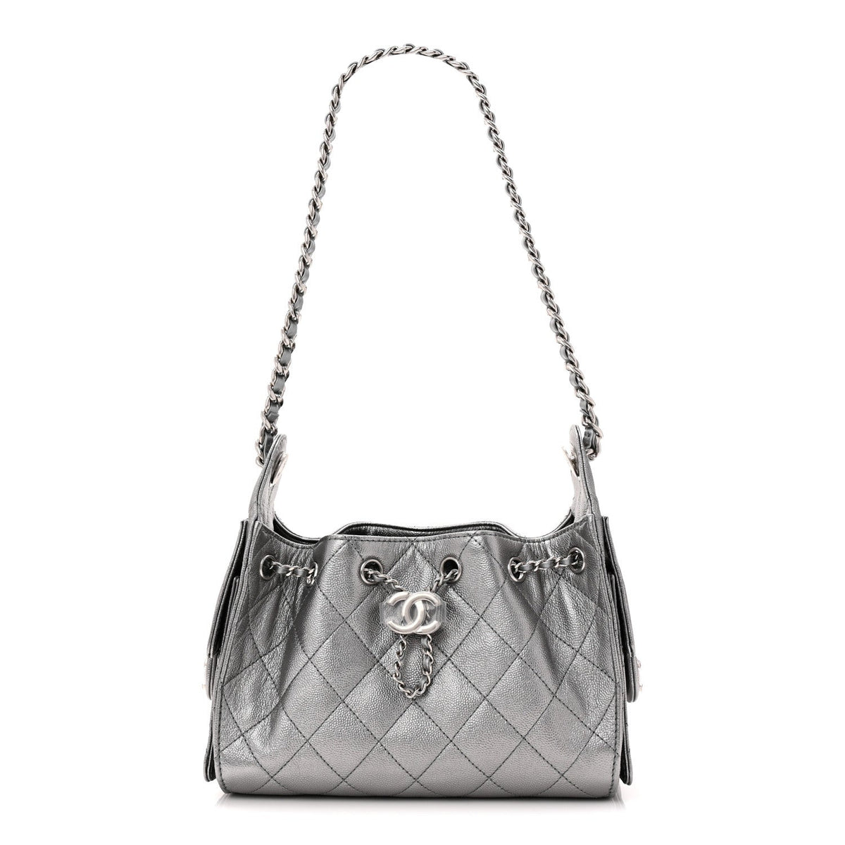 Metallic Caviar Quilted Mini Chanel 25 Handbag Anthracite