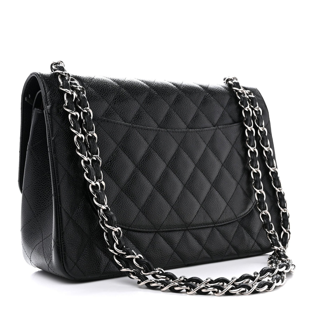 Caviar Quilted Jumbo Double Flap Black