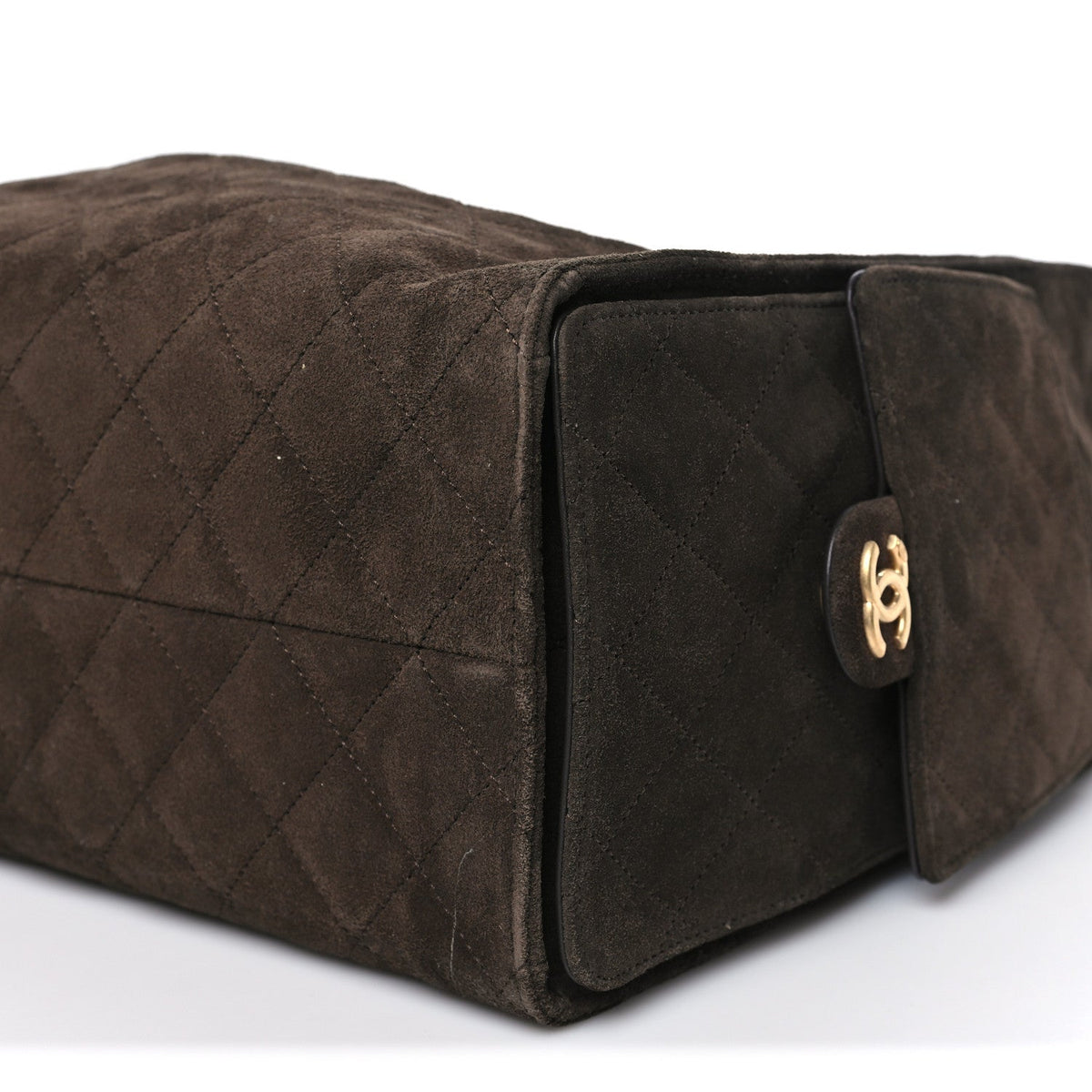 Suede Quilted Medium Chanel 25 Handbag Dark Brown