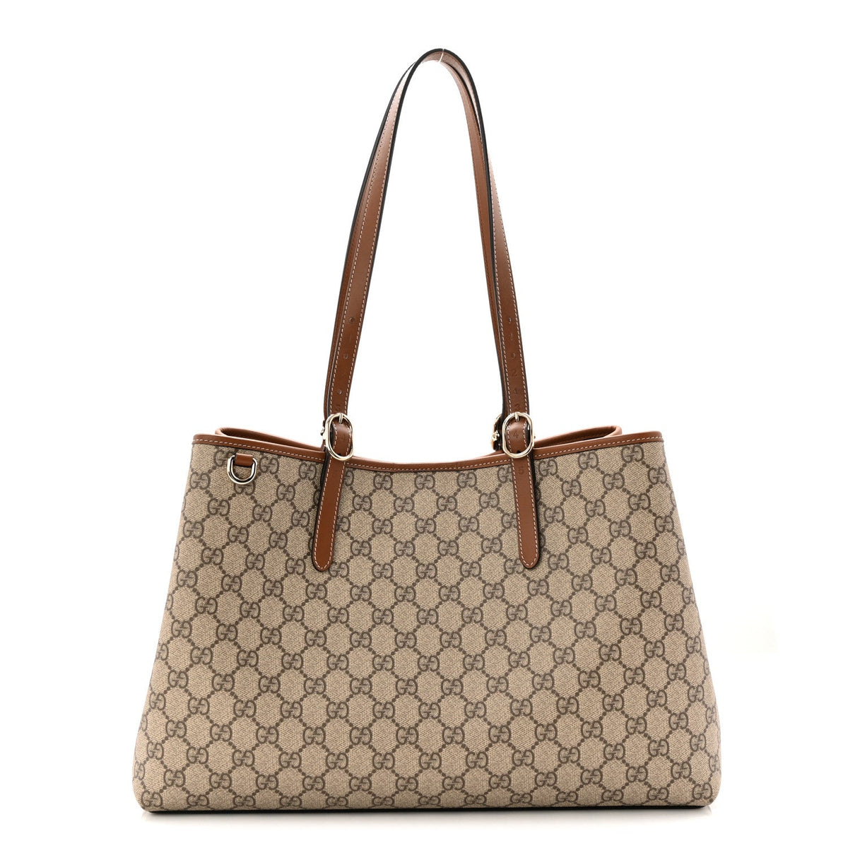 GG Supreme Monogram Emblem Large Tote Bag Beige Dark Brown