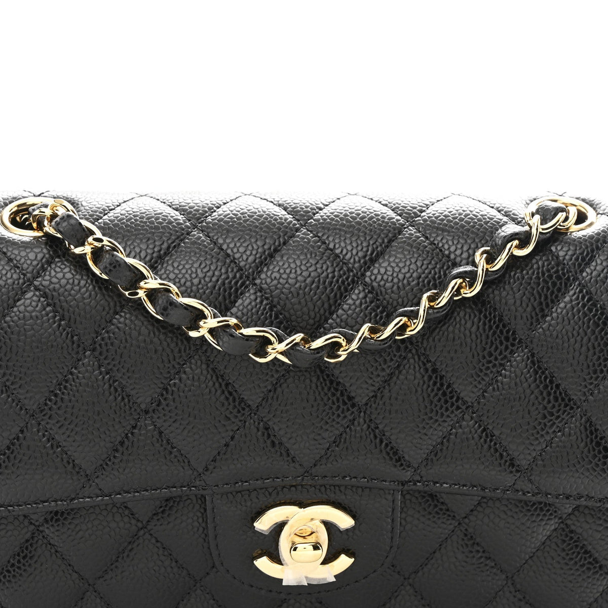 Caviar Quilted Small Double Flap Black