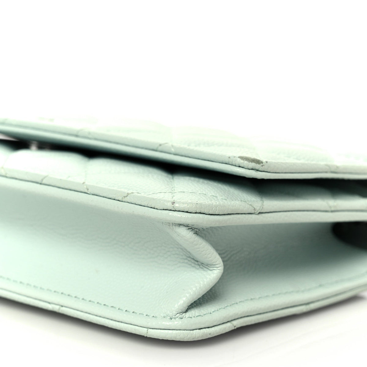 Caviar Quilted Wallet on Chain WOC Light Blue