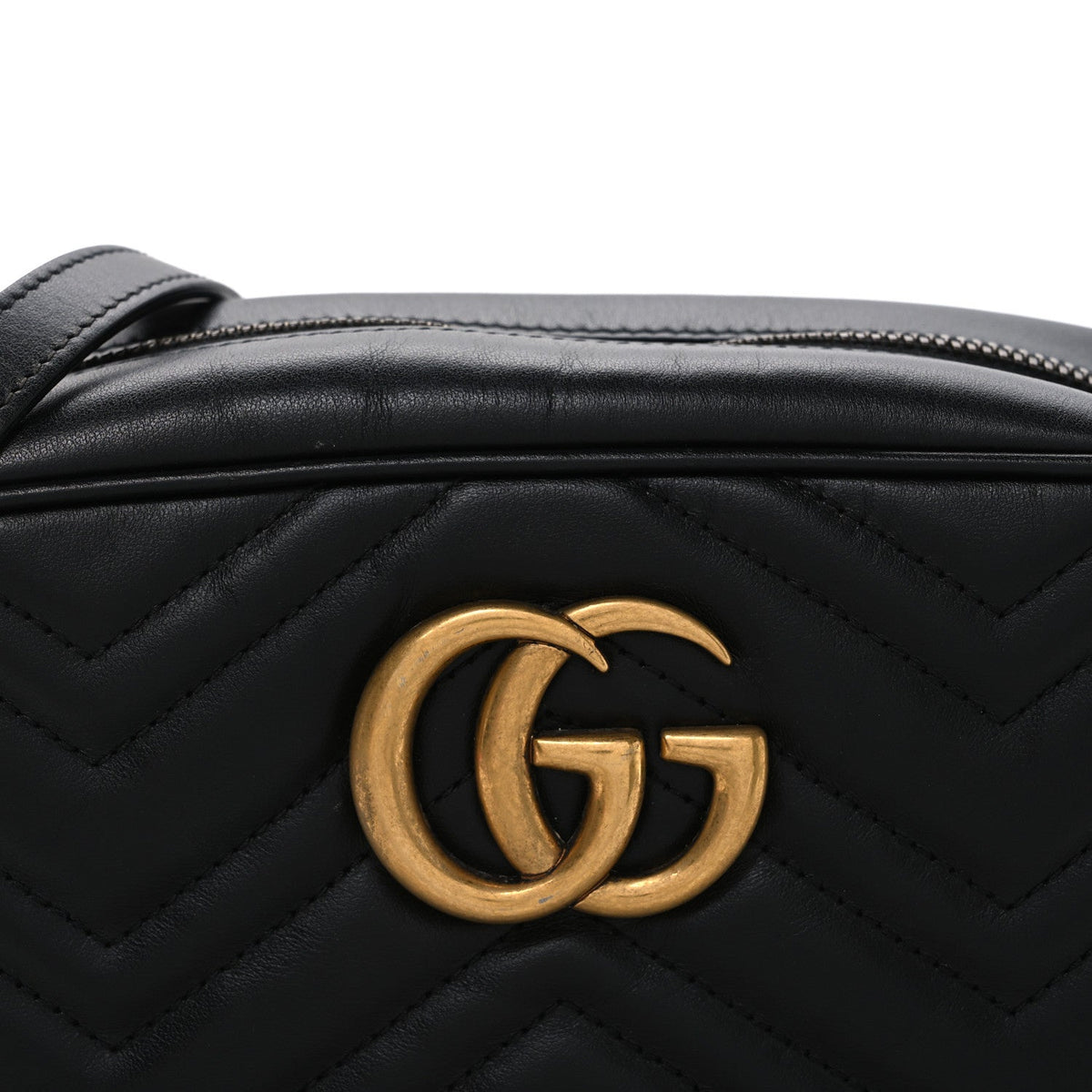Calfskin Matelasse Small GG Marmont Chain Shoulder Bag Black