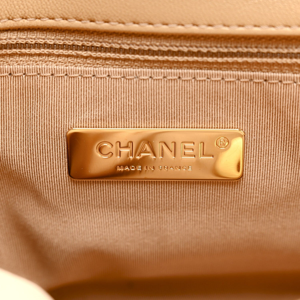 Goatskin Quilted Medium Chanel 19 Flap Dark Beige