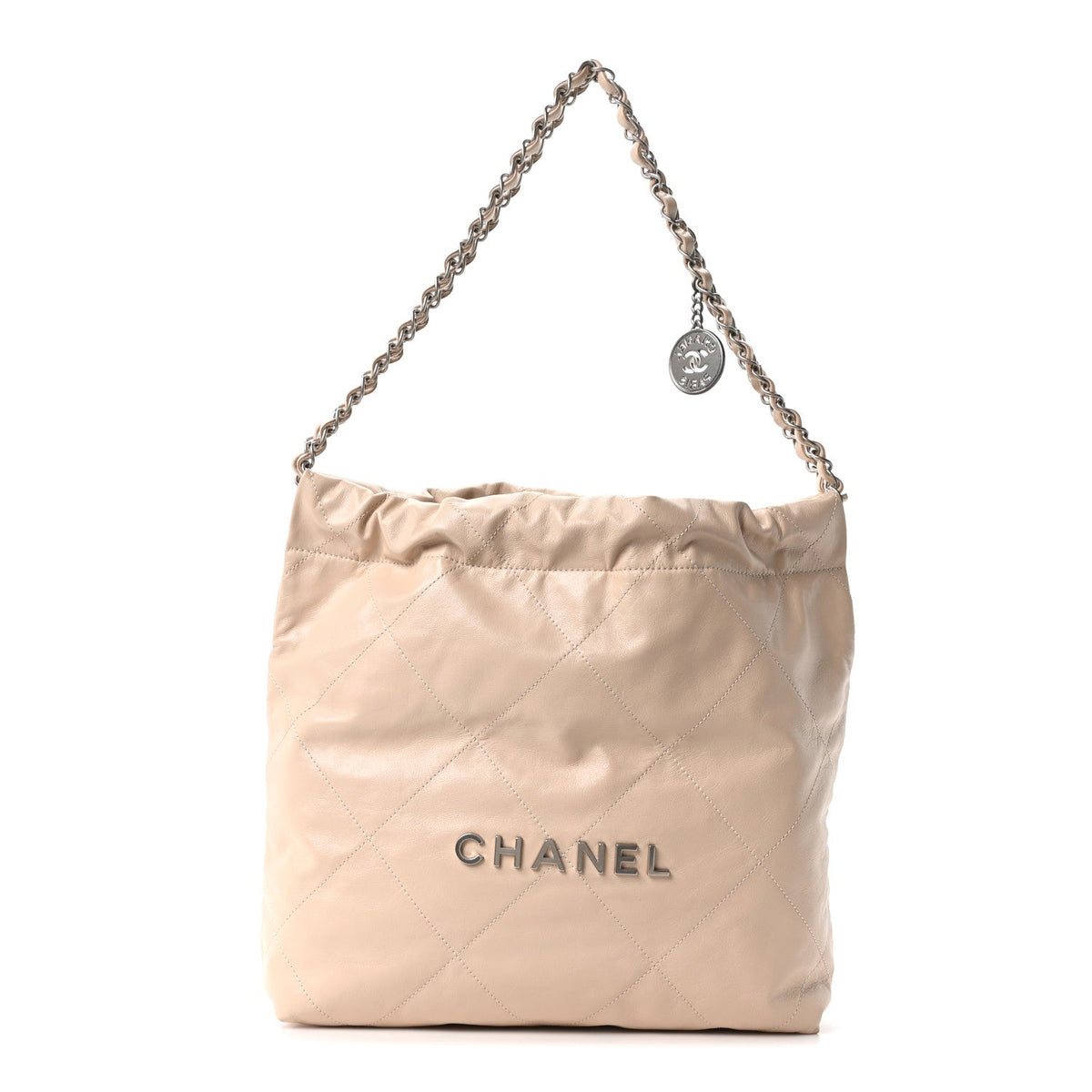 Shiny Calfskin Quilted Small Chanel 22 Ecru