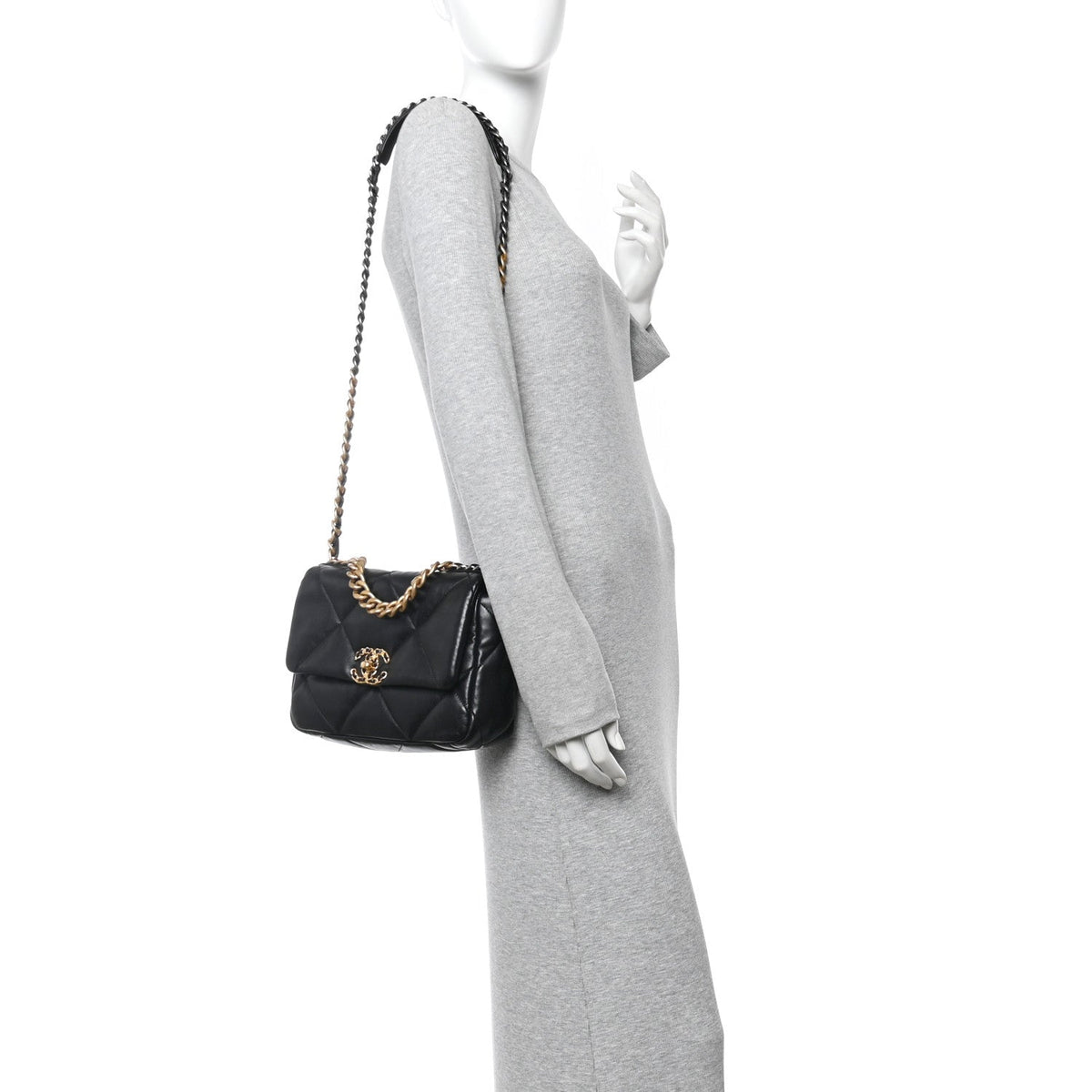 Lambskin Quilted Medium Chanel 19 Flap Black