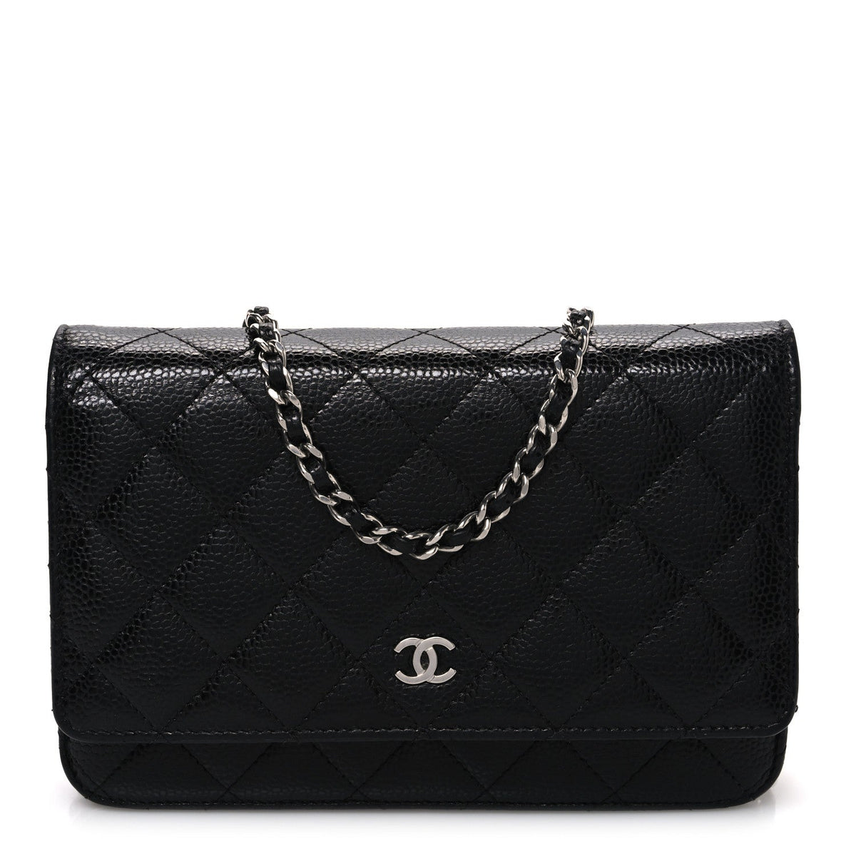 Caviar Quilted Wallet on Chain WOC Black