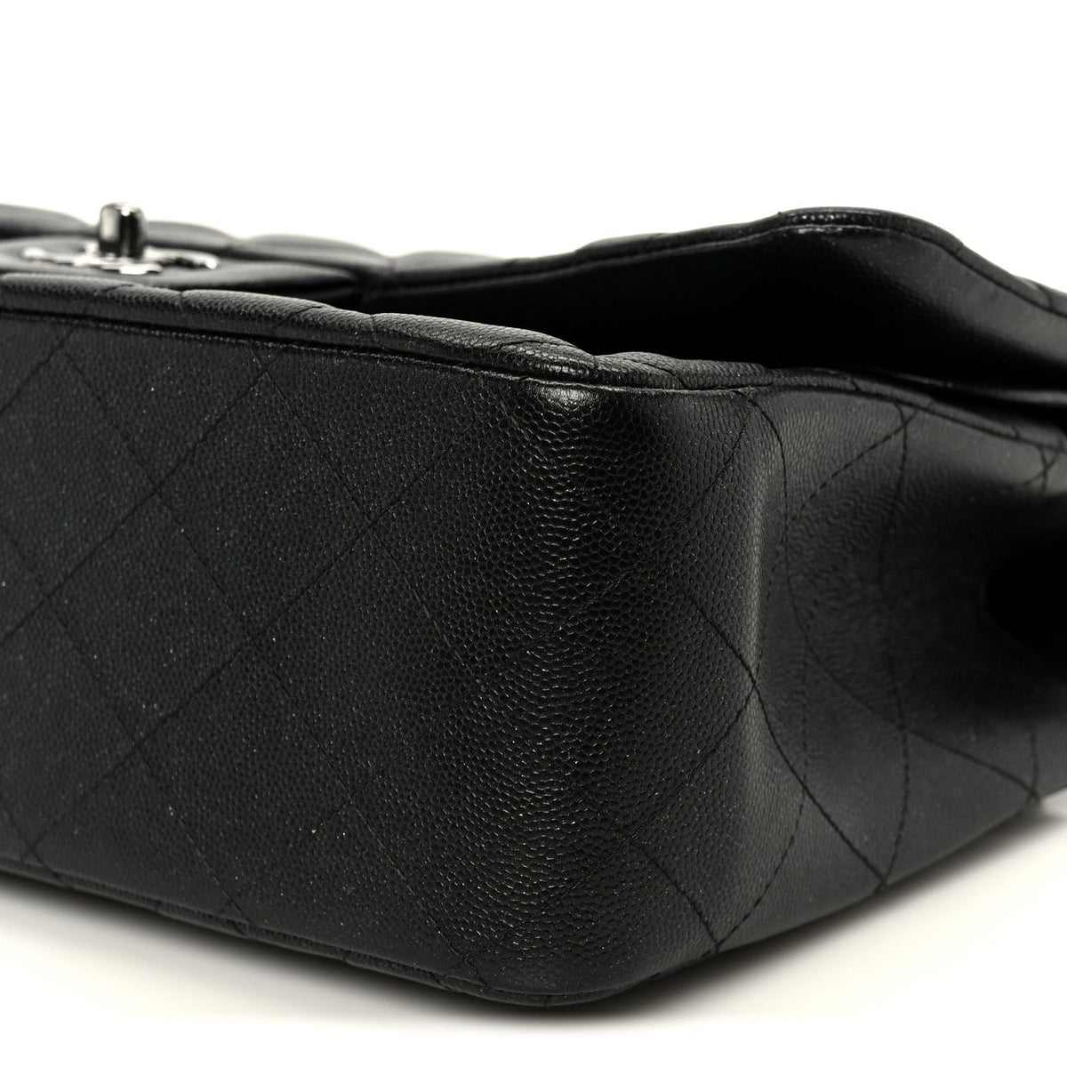 Iridescent Caviar Quilted Jumbo Double Flap Black