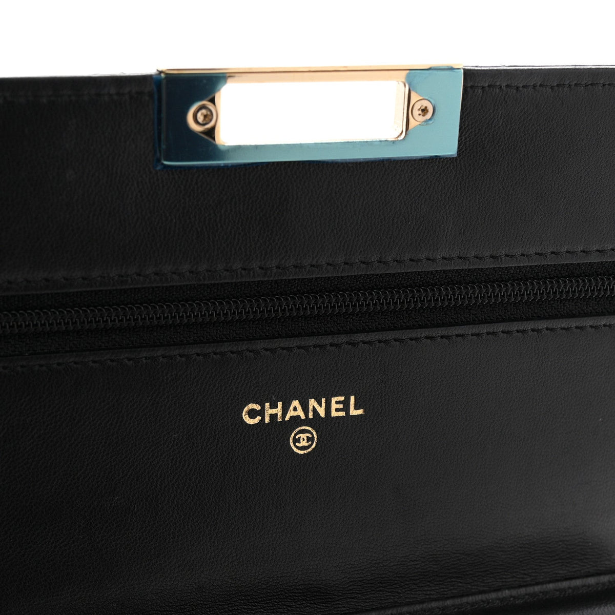 Lambskin Quilted Golden Class Wallet on Chain WOC Black