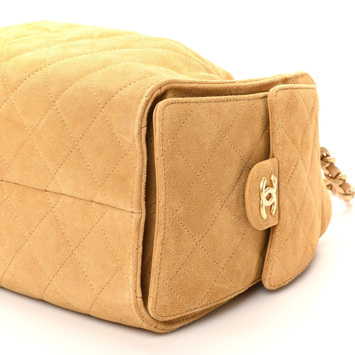 Suede Quilted Small Chanel 25 Handbag Beige