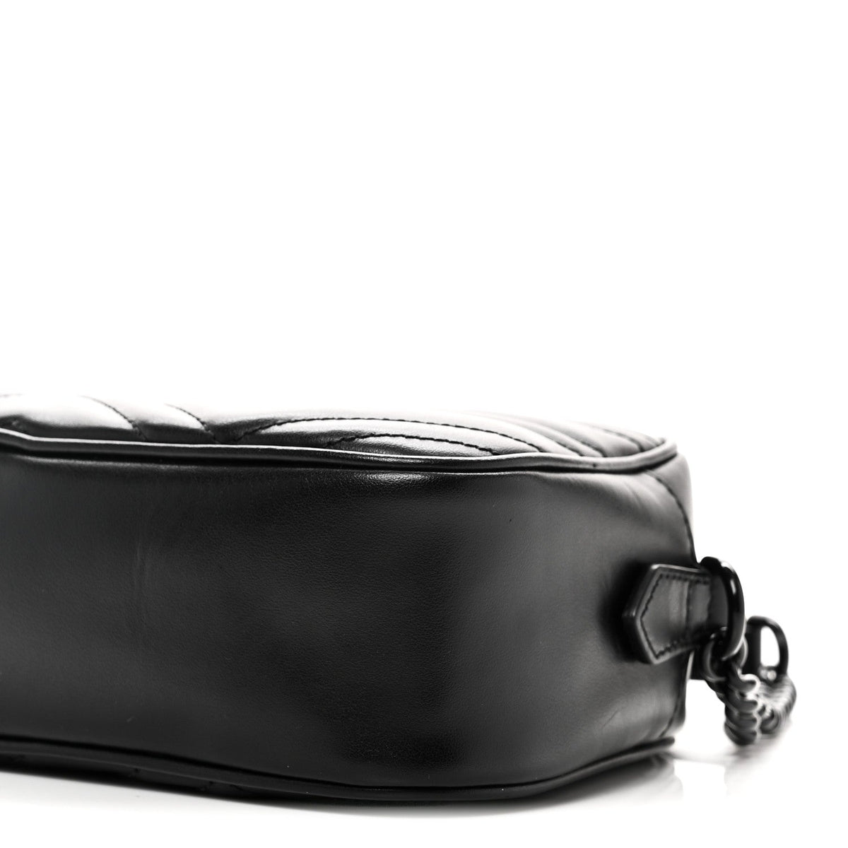 Calfskin Matelasse Monochrome Small GG Marmont Chain Shoulder Bag Black