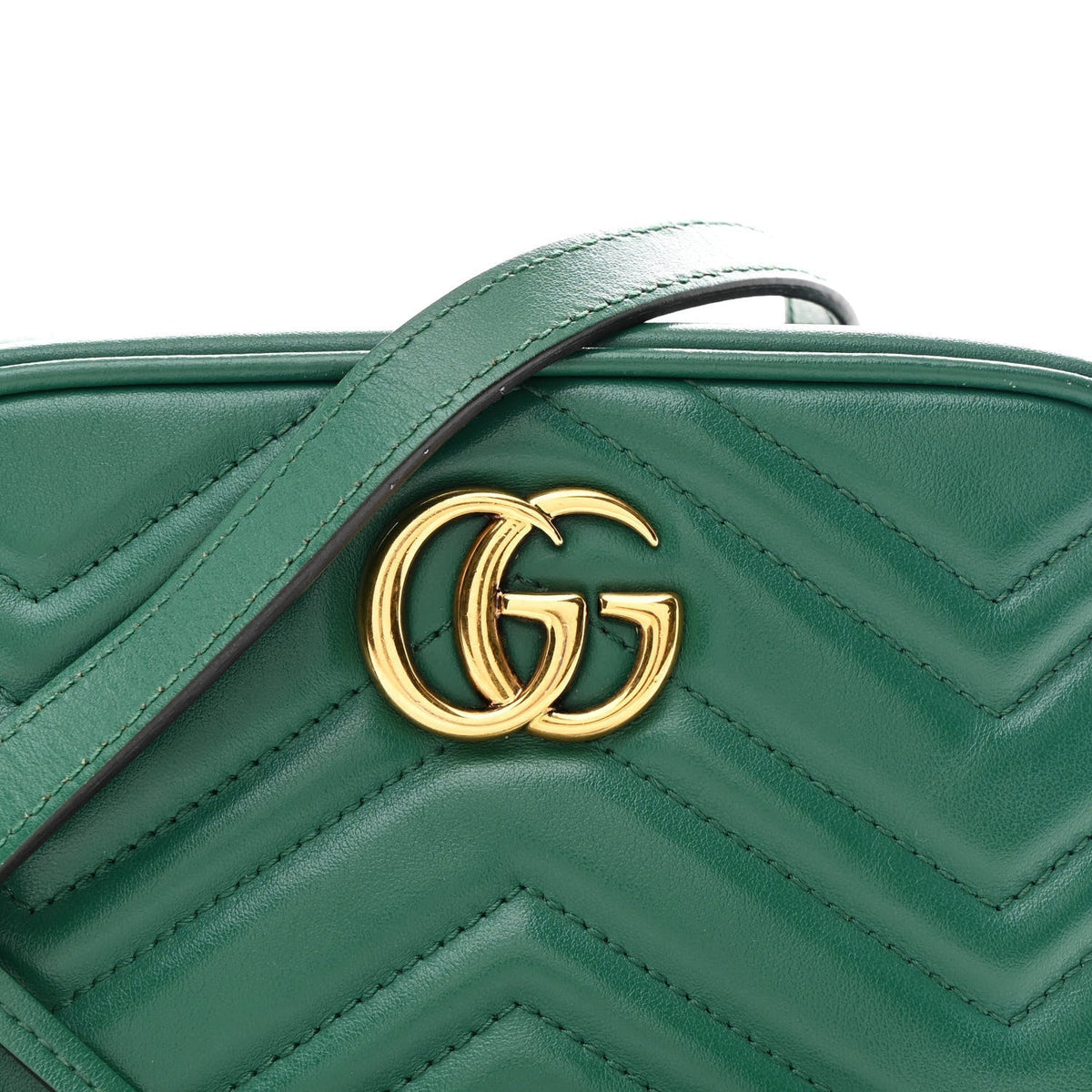 Calfskin Matelasse Small GG Marmont Chain Shoulder Bag Emerald Green