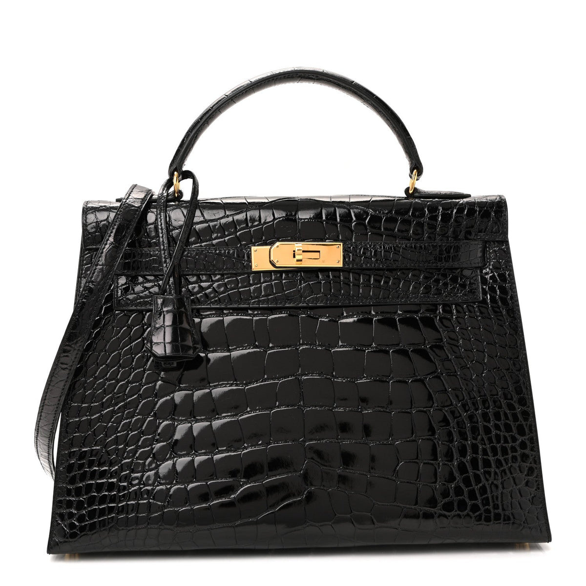 Shiny Alligator Kelly Sellier 32 Black