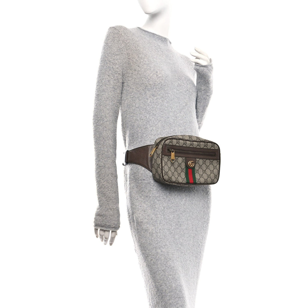 Soft GG Supreme Monogram Medium Ophidia Belt Bag Dark Brown