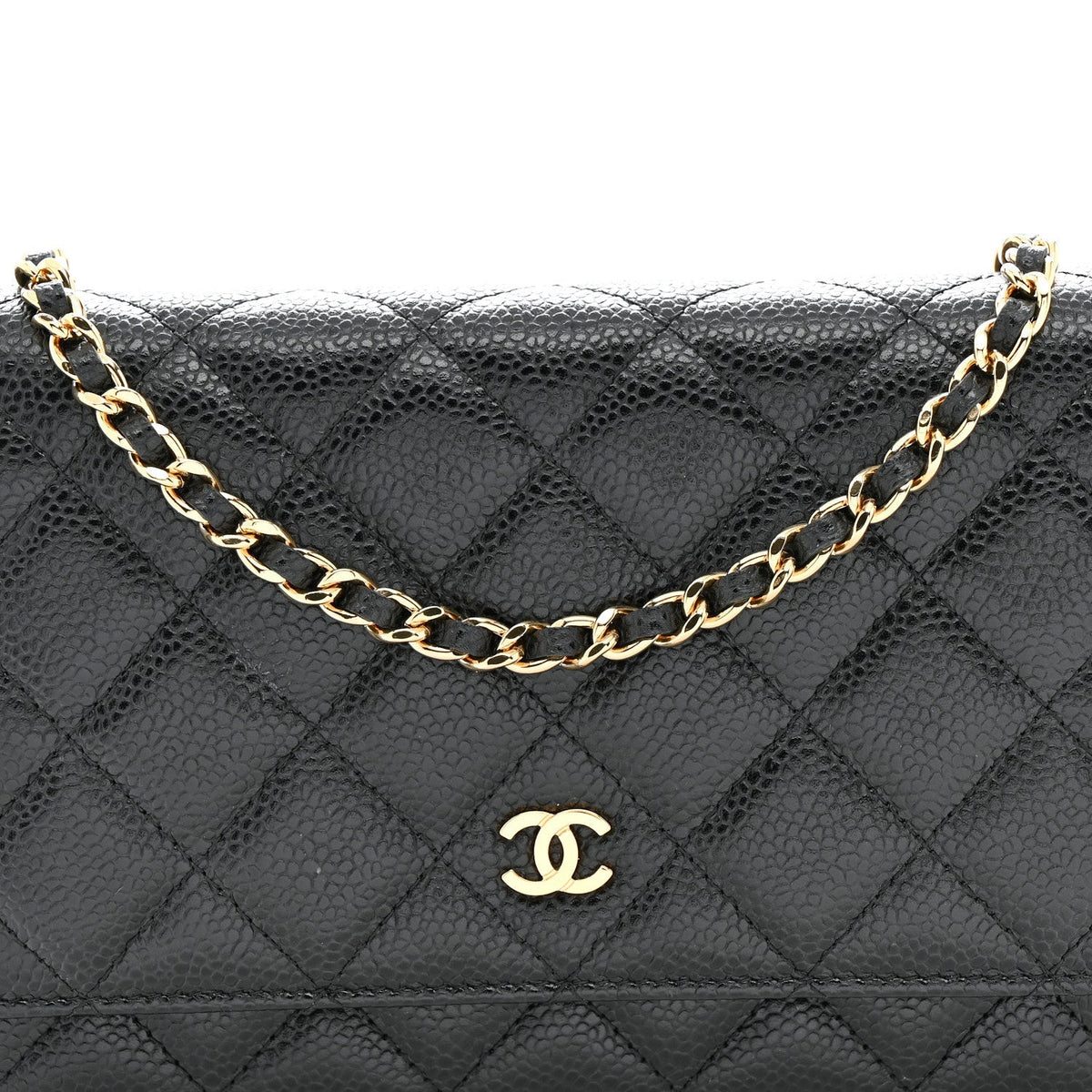 Caviar Quilted Wallet on Chain WOC Black